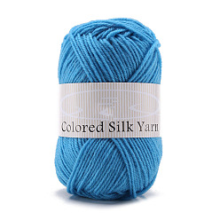 Deep Sky Blue 4-Ply Milk Cotton Polyester Yarn for Tufting Gun Rugs, Amigurumi Yarn, Crochet Yarn, for Sweater Hat Socks Baby Blankets, Deep Sky Blue, 2mm, about 92.96 Yards(85m)/Skein