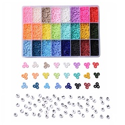 Couleur Mélangete Kits de bijoux de perles de bricolage, y compris disque/plat rond perles d'argile polymère faites à la main, perles heishi, perles acryliques rondes plates, couleur mixte, 4x1mm, Trou: 1mm, 240g