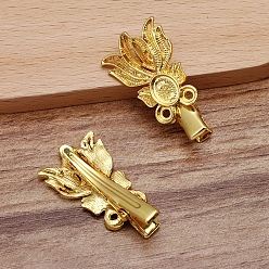 Golden Goldfish Alloy Cabochon Settings, with Iron Alligator Hair Clips, Vintage Hair Accessories Findings, Golden, 29x20mm, Tray: 4mm, 7x9mm