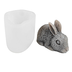 Rabbit Easter Themed Candle Molds, Silicone Molds, for Homemade Beeswax Candle Soap, White, Rabbit Pattern, 7.6x5.1x4.5cm, Finished Product: 6.4x4.1x3.9cm