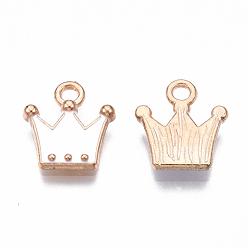 Creamy White Alloy Charms, Cadmium Free & Lead Free, with Enamel, Crown, Light Gold, Creamy White, 11.5x10.5x2mm, Hole: 1.5mm
