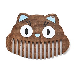 Седло Коричневый Большие подвески из ацетата целлюлозы (смолы) с печатью, Очаровательная фигурка кошки, седло коричневый, 44x60x2 мм