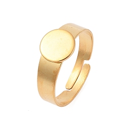 Настоящее золото 18K Регулируемые элементы 304 из нержавеющей стали, латунная фурнитура платформы для кольца, плоско-круглые, реальный 18 k позолоченный, лоток : 10 мм, 17 мм