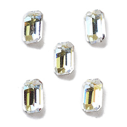 Light Crystal AB K 9 кабошоны из стеклянного страза, задние и задние, прямоугольные, свет кристалл AB, 6x4x3 мм