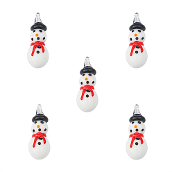 Snowman Christmas Themed Handmade Lampwork Beads, Snowman, 32x11mm