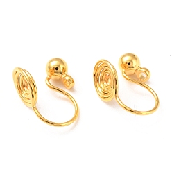 Golden Brass Clip-on Earring Converters Findings, with Spiral Pad and Loop, for Non-pierced Ears, Golden, 13x8mm, Hole: 1.4mm, Plug: 4mm