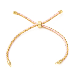 Or Fabrication de bracelets en cordon de cuir tressé en microfibre ronde ajustable, avec les accessoires en laiton, convient aux breloques de connecteur, or, 9.13x0.12 pouce (23.2x0.3 cm), Trou: 2mm