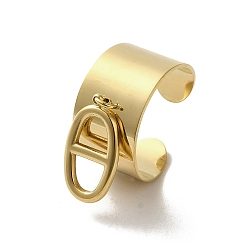 Golden 304 Stainless Steel Open Cuff Rings, Navy Mesh Charm Jewely for Women, Golden, Inner Diameter: 19mm