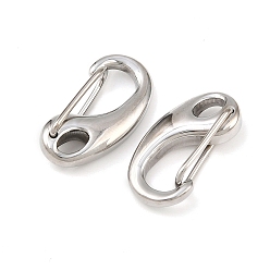 Нержавеющая Сталь Цвет Устойчивая к потускнению полированная 304 нержавеющая сталь брелок застежка фурнитура, Оснастка застежками, цвет нержавеющей стали, 32.5x16.5x5 мм, отверстие : 5x7 мм