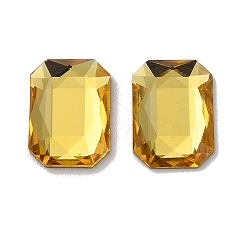 Gold Transparent Glass Cabochons,  Faceted, Rectangle, Gold, 14x10x3.5mm