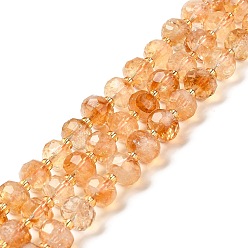 Citrine Natural Citrine Beads Strands, with Seed Beads, Faceted Rondelle, 7~8x5~6mm, Hole: 1mm, about 45~46pcs/strand, 14.57''~14.96''(37~38cm)