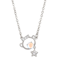 Aquarius Constellation Rhinestone Pendant Necklace, Platinum Brass Star Necklace, Aquarius, 16.14~19.69 inch(41~50cm)