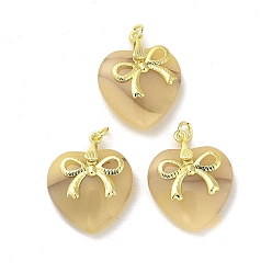 (932FM) Темно-синий аква-матовый с подкладкой Обшивка стойки подвески лэмпворк ручной работы, с латунной фурнитурой , реальный 18 k позолоченный, долговечный, сердце и лук, темно-золотистые, 26x21x8 мм, отверстие : 3.4 мм