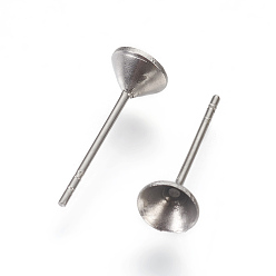 Stainless Steel Color 304 Stainless Steel Post Stud Earring Settings, for Pointed Back Xilion Rivoli Rhinestone, Stainless Steel Color, Fit For: 4.5mm Rhinestone, 14.5x5mm, Pin: 0.6mm