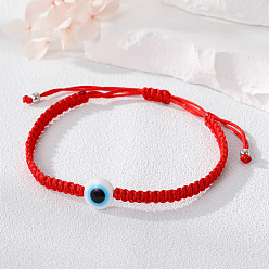 5# Red String White Round Eye Bracelet Colorful Handmade Evil Eye Bracelet with Adjustable Drawstring for Women and Men