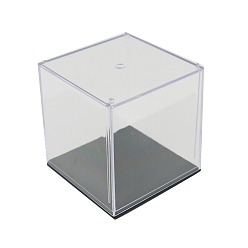 Прозрачный Квадратные прозрачные акриловые игрушки, фигурки, коробки для дисплея, пыленепроницаемая витрина для минифигурок с подставкой, прозрачные, 7x7x7 см