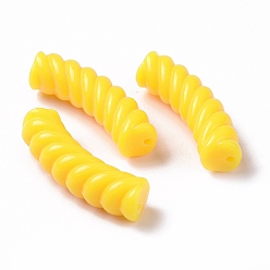 Yellow Opaque Acrylic Beads, Twist, Curved Tube, Yellow, 33x12x8.5mm, Hole: 1.6mm, about 308pcs/500g