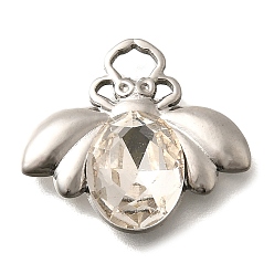 Кристалл 304 подвески из нержавеющей стали, со стразами, цвет нержавеющей стали, Пчелы, кристалл, 17x19x4.5 мм, отверстие : 3.5x2 мм