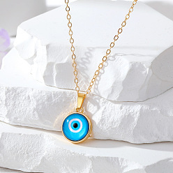 Sky blue Stylish Devil Eye Necklace with Cat's Eye Stone and Colorful Alloy Patches