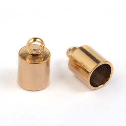 Golden Ion Plating(IP) 304 Stainless Steel Cord Ends, End Caps, Golden, 10x6mm, Hole: 2mm, Inner: 5mm