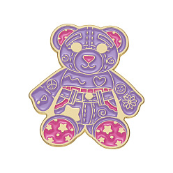 Lilac Enamel Pins, Cute Cartoon Brooch, Shiny Purple Little Teddy Bear Girl Birthday Gift, Lilac, 29x27mm
