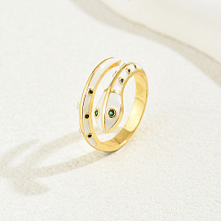 Белый Кольца-змеи из латуни с кубическим цирконием для женщин, эмалевые манжеты, белые, внутренний диаметр: 16~18 мм