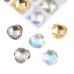 Mixed Color 72Pcs Electroplated Transparent Glass Charms, Edge Plated, Bag, Mixed Color, 15x15x7.5mm, Hole: 1.5mm