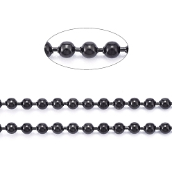 Electrophoresis Black 304 Stainless Steel Ball Chains, with Spool, Electrophoresis Black, 3mm, about 32.8 Feet(10m)/roll