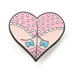 Pink Gothic Sexy Butt Heart Shaped Enamel Pins, Halloween Brooch, for Backpack Clothes, Pink, 28x30.5x1.5mm