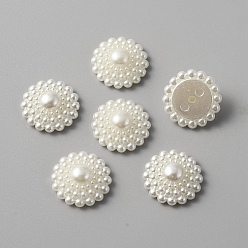 Floral White ABS Plastic Imitation Pearl Cabochons, Flower, Floral White, 21x8.5mm, about 20pcs/bag