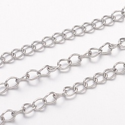 Stainless Steel Color 304 Stainless Steel Curb Chains, with Spool, Soldered, for Jewelry Making, Stainless Steel Color, 4x3x0.6mm, about 65.61 Feet(20m)/roll