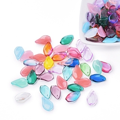 Mixed Color Czech Glass Beads, Electroplated/Dyed/Transparent/Imitation Opalite, Leaf, Mixed Color, 17.5x10.5x4.5mm, Hole: 0.8mm, about 117~123pcs/bag