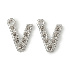 Letter V 304 Настройки горный хрусталь из нержавеющей стали кулон, цвет нержавеющей стали, Буква V, пригодный для стразов 1 мм, 8x6x1 мм, отверстие : 0.7 мм