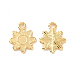 Golden Ion Plating(IP) 304 Stainless Steel Enamel Settings, Flower Charms, Golden, 16x13x1.5mm, Hole: 2mm