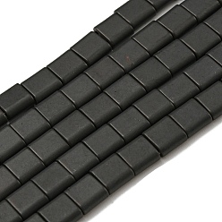 Black Electroplated Non-magnetic Synthetic Hematite Beads Strands, Square, Matte Style, 2-Hole, Black, 6x6x3mm, Hole: 1.2mm, about 69pcs/strand, 15.55 inch(39.5cm)