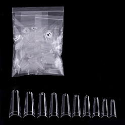 Clear Half Cover False Nail Tips, Practice Manicure Nail Art Tool, Clear, 18.5~28x7~12mm, 500pcs/bag