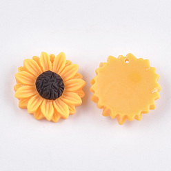 Dark Orange Resin Pendants, Sunflower, Dark Orange, 24x7mm, Hole: 1mm