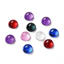Mixed Color Electroplate Glass Cabochons, Half Round, Mixed Color, 6x3mm