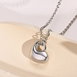 Stainless Steel Color 316L Surgical Stainless Steel  Heart Urn Ashes Pendant Necklace, Memorial Jewelry for Men Women, Stainless Steel Color, 19.69 inch(50cm)