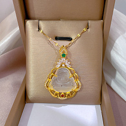 H508 titanium steel chain copper pendant Luxury Gold Lotus Buddha Necklace - Delicate Design for Collarbone, Unique and Elegant.