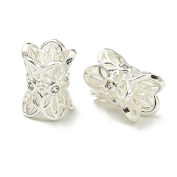 Серебро Стойки обшивки латунь микро проложить кубического циркония бусы, долговечный, без свинца и без кадмия, колонка, серебряные, 10x8 мм, отверстие : 4 мм