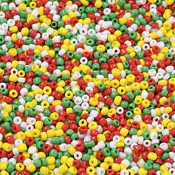 (52) Непрозрачная лаванда 4 рождественские цвета 12/0 стеклянные круглые бусины, непрозрачных цветов, разноцветные, 1.8~2 мм, отверстие : 0.8~1 мм, около 28000 шт / упаковка