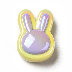 Thistle Two Tone UV Plating Rainbow Iridescent Acrylic Beads, Rabbit, Thistle, 23.5x17x10.5mm, Hole: 3.5mm