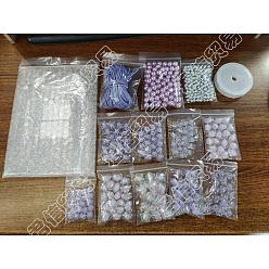 Lilac PandaHall Elite Transparent Acrylic Beads, Bead in Bead & Imitation Pearl Acrylic Beads, No Hole, Round, Lilac, 12x12.5x6mm, Hole: 2.5mm