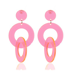 Rose Boucles d'oreilles acryliques géométriques fluorescentes pour un look d'été sexy - avec des bijoux animés