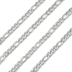 Stainless Steel Color 304 Stainless Steel Figaro Chains, Faceted, Unwelded, Stainless Steel Color, 4~6x3mm