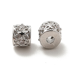Платина Стойки обшивки латунь микро проложить кубического циркония бусы, долговечный, без свинца и без кадмия, колонка с клевером, платина, 4x3.5 мм, отверстие : 1.2 мм
