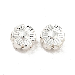 Silver Rack Plating Alloy Beads, Long-Lasting Plated, Cadmium Free & Lead Free, Flower, Silver, 6x3mm, Hole: 1mm