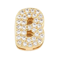 Letter B Латунные микропаве из прозрачного кубического циркония, долговечный, стойки покрытие, без свинца и без кадмия, реальный 18 k позолоченный, В письме, 11.5x8.5x4.5 мм, отверстие : 1.5x4.5 мм