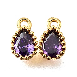 Средний Фиолетовый Кулон из циркония, слезинки, без свинца и без кадмия, реальный 18 k позолоченный, стойки покрытие, прочное покрытие, средне фиолетовый, 6x4x2 мм, отверстие : 0.9 мм